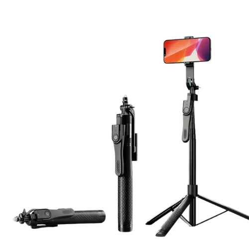 Tripé 1.60m Multifuncional Hiddra | 3 em 1 com Controle Bluetooth