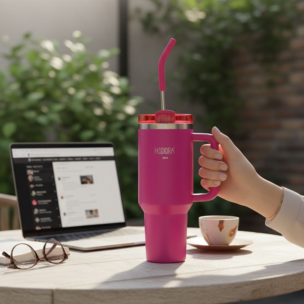Copo Térmico com Canudo INOX Hiddra 1200ml - H580 Pink
