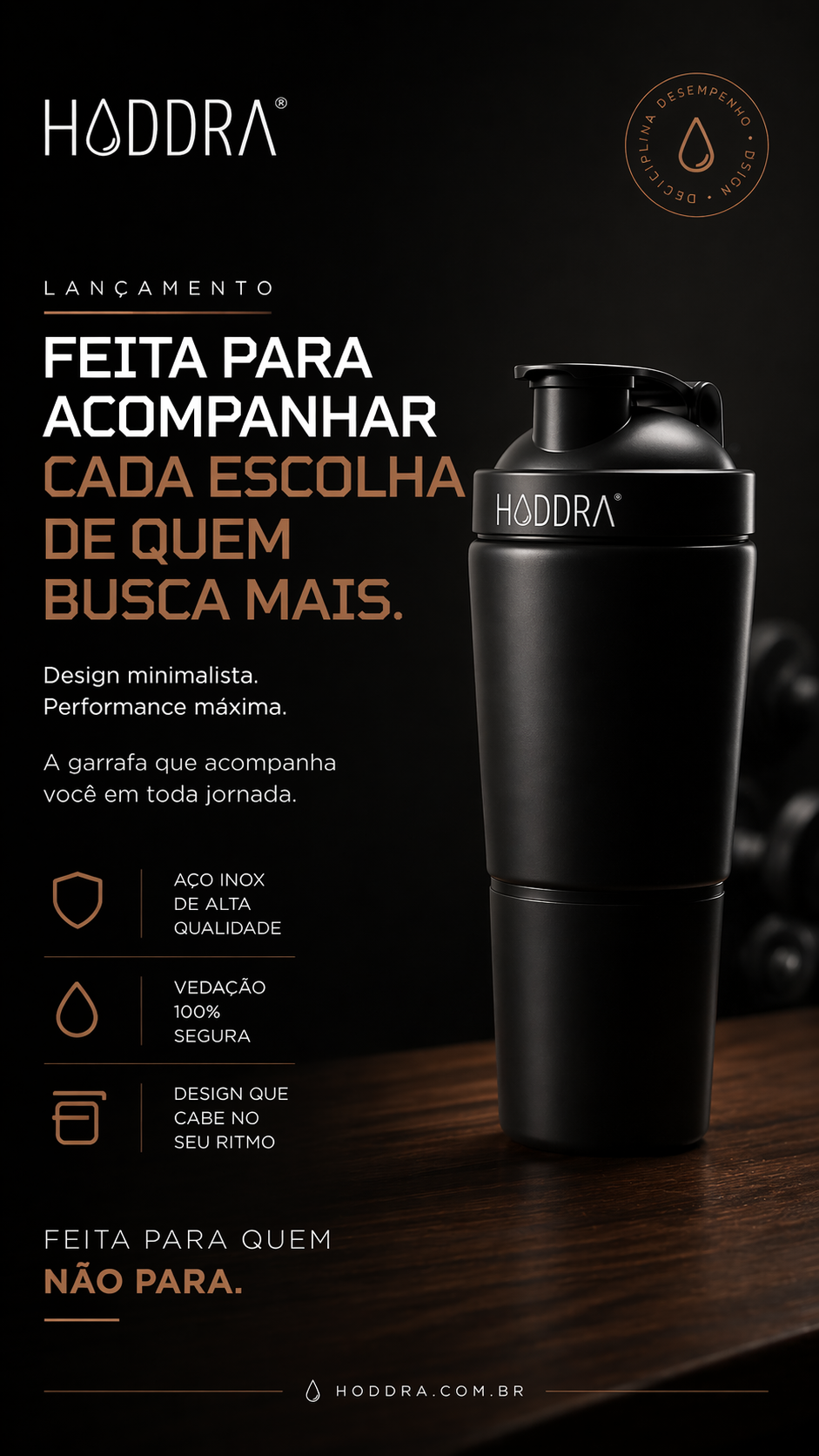 Coqueteleira 600ml Hiddra Motion - Preto