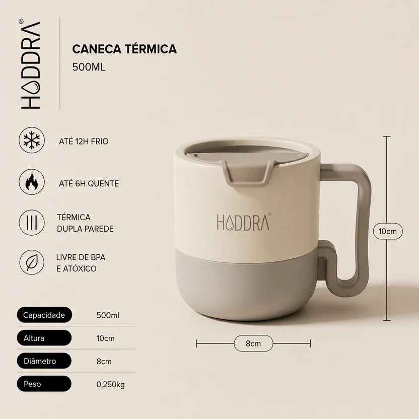 Copo Mug Térmico 500ml - Preto | Kit 10 unidades