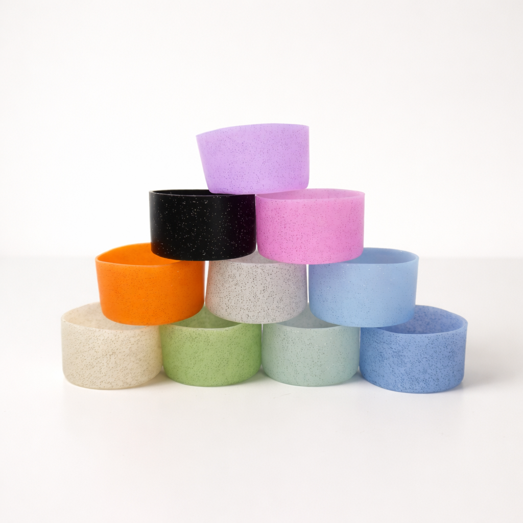 Protetor de Garrafa ou Copo Brilhante de Silicone Tamanho 7,5cm | Lilás