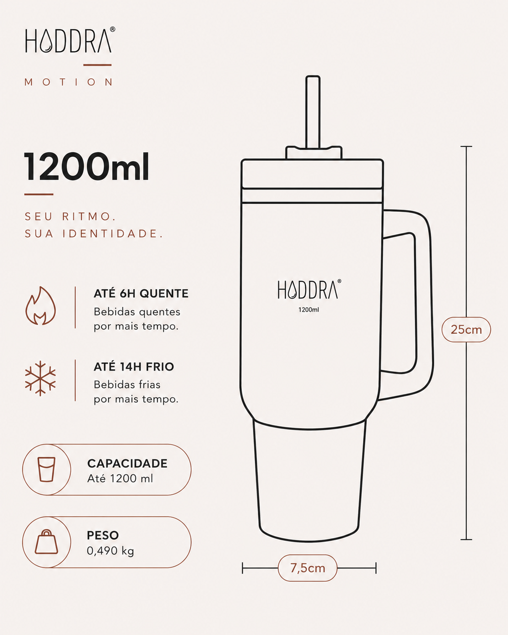 Copo Térmico Hiddra 1200ml - H520 Branco