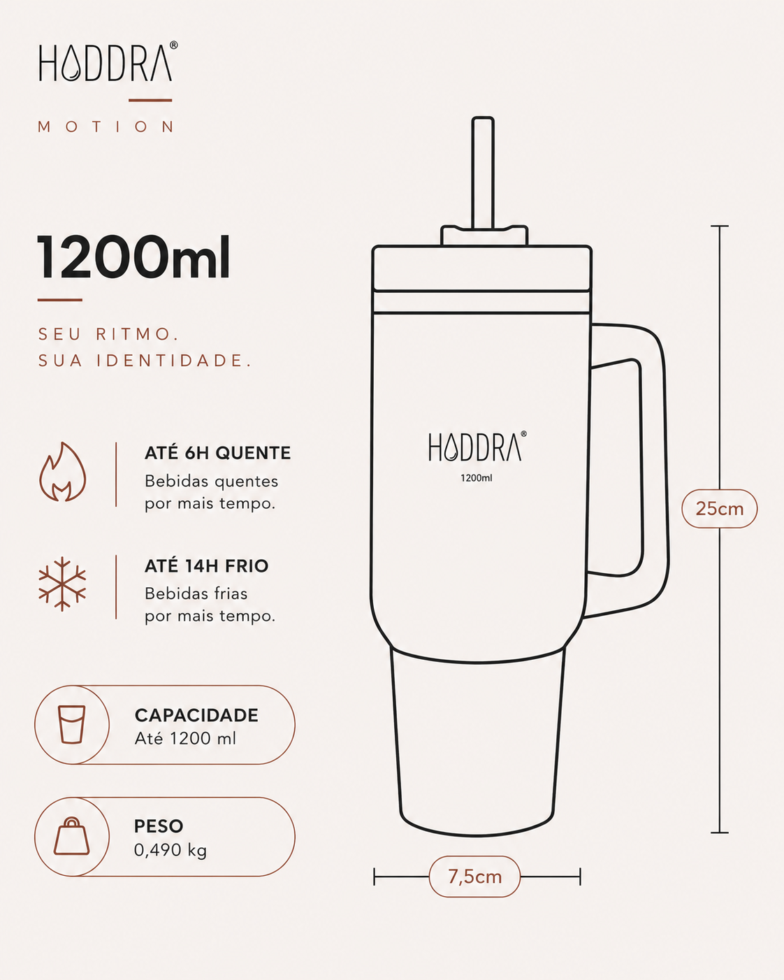 Copo Térmico Hiddra 1200ml - H520 Branco