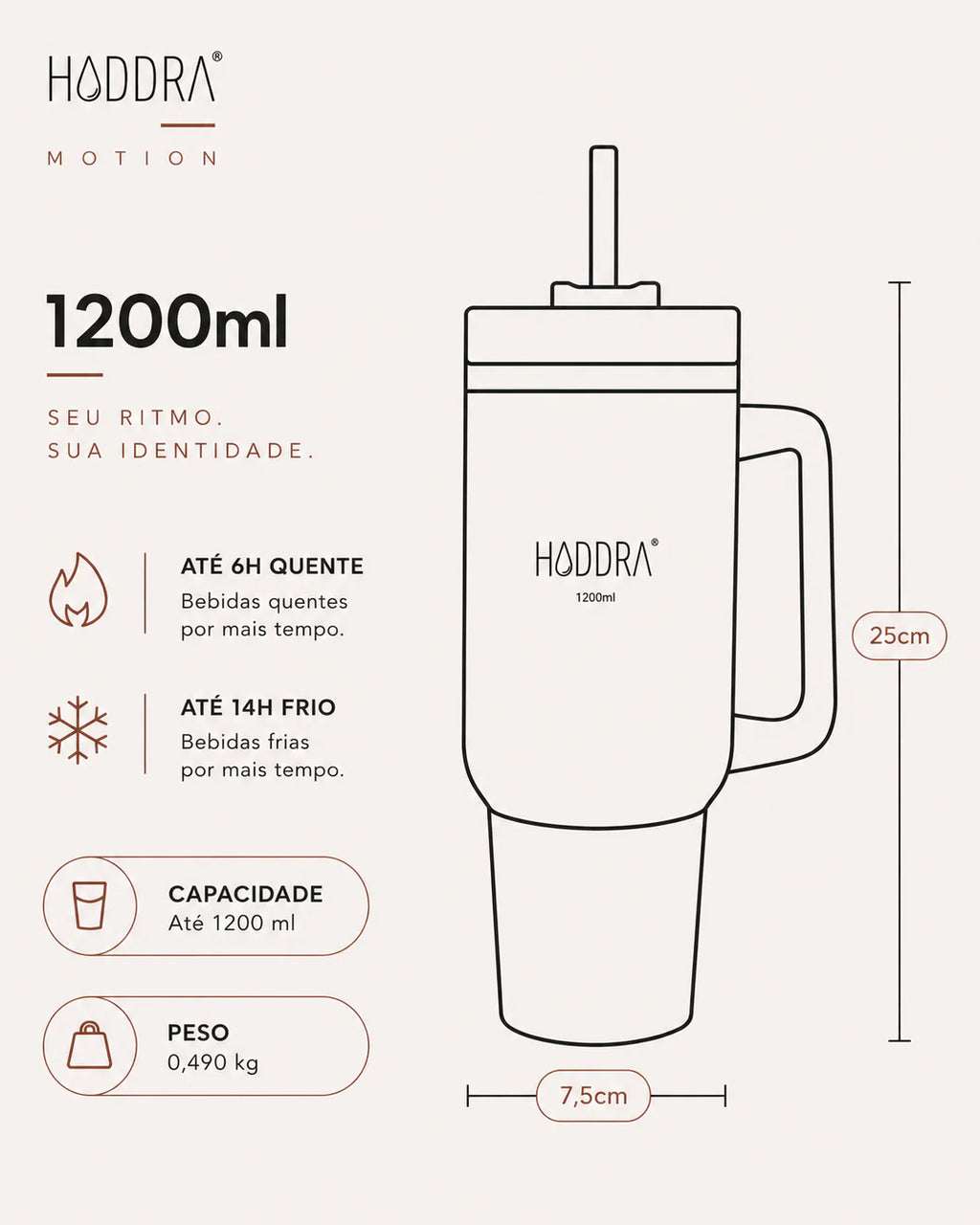 Copo Térmico Hiddra 1200ml - H520 Preto