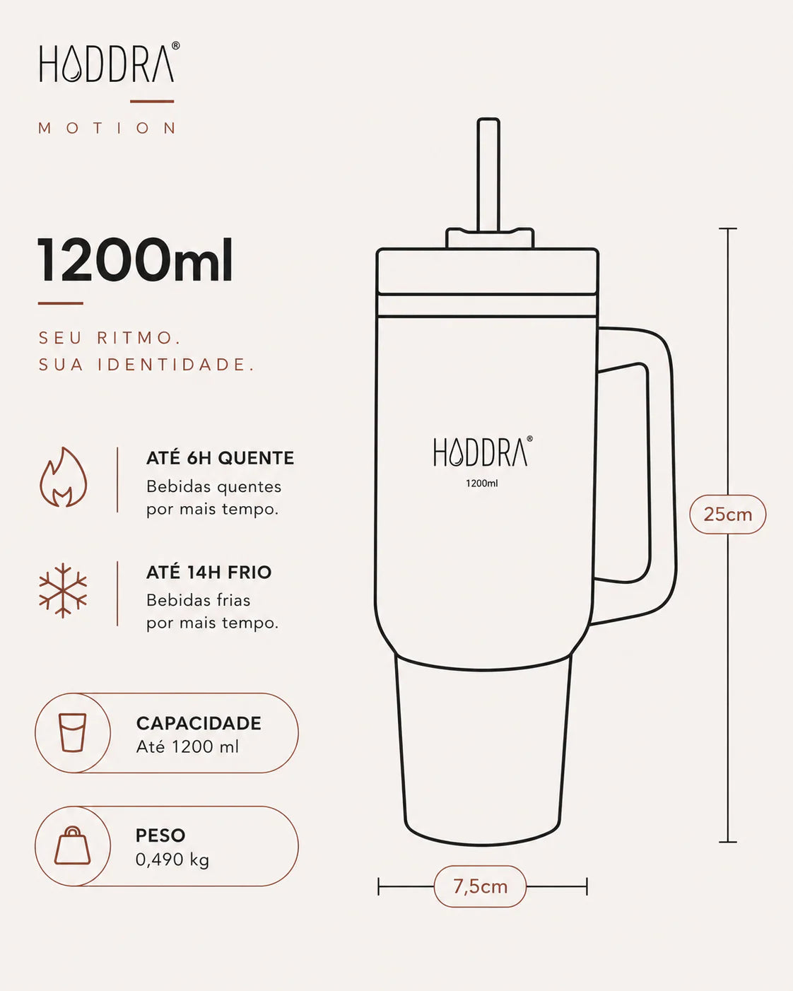 Copo Térmico Hiddra 1200ml - H520 Preto