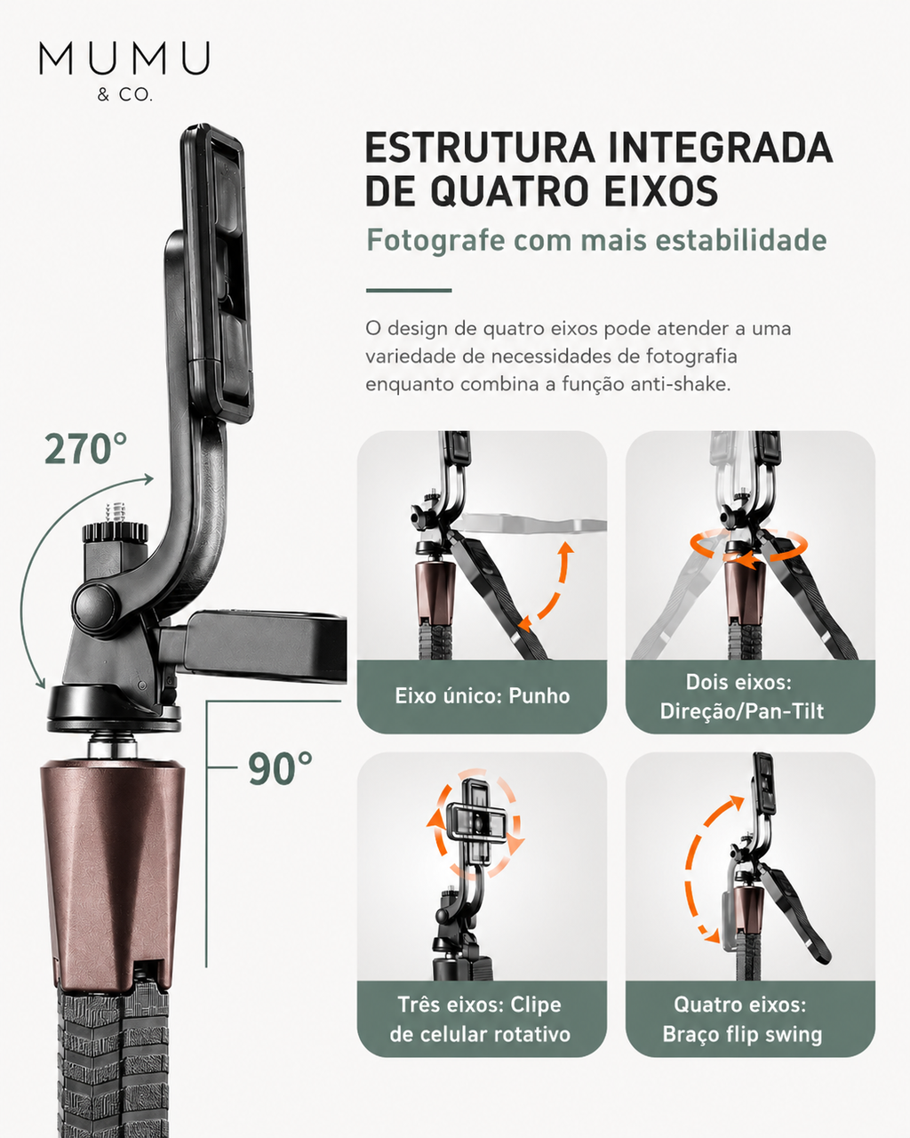 Tripé para Celular Inteligente de 1.70m com Rotação 360° e Rastreamento Facial