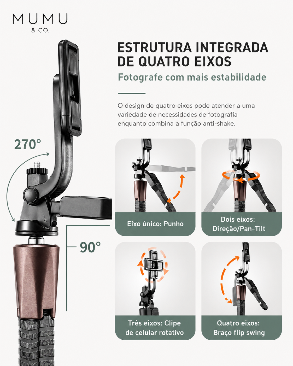 Tripé para Celular Inteligente de 1.70m com Rotação 360° e Rastreamento Facial