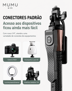 Tripé para Celular Inteligente de 1.70m com Rotação 360° e Rastreamento Facial