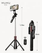 Tripé para Celular Inteligente de 1.70m com Rotação 360° e Rastreamento Facial