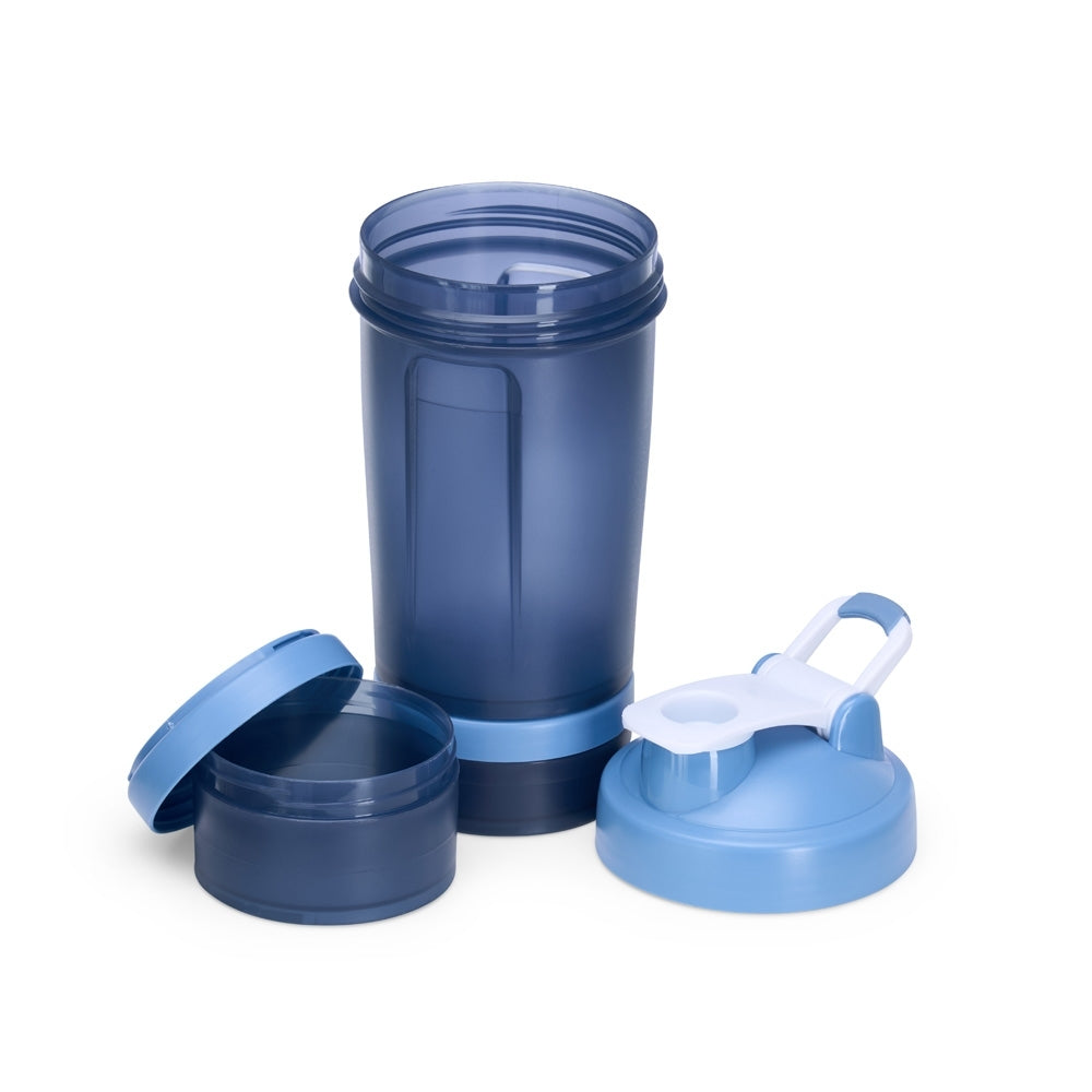 Coqueteleira com 2 Compartimentos 500ml Hiddra – AZUL