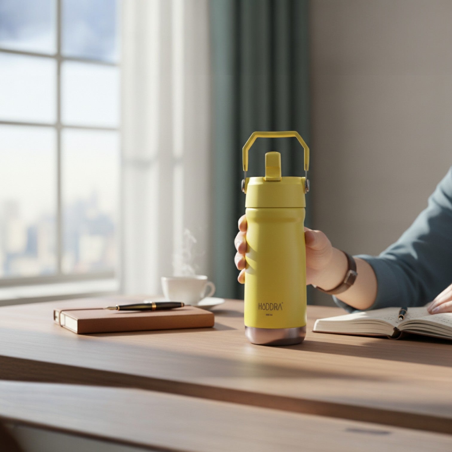 Garrafa Térmica Hiddra 550mL com Canudo  | Amarelo