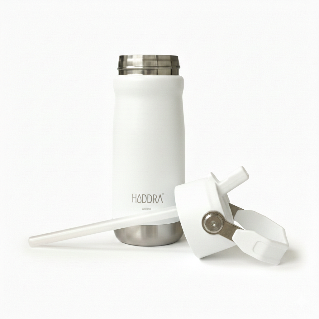 Garrafa Térmica Hiddra 550mL com Canudo  | Branco