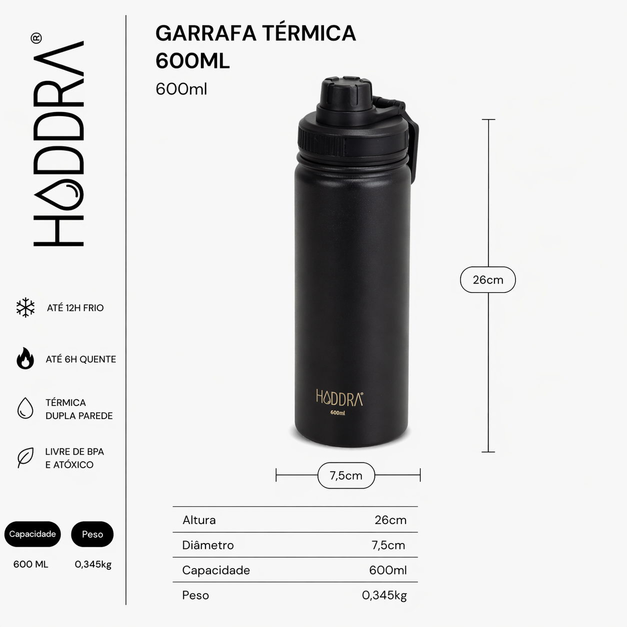 Garrafa Térmica Hiddra 600ml - H600 Inox