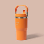 Copo Térmico Hiddra 600ml com Alça e Canudo - Laranja