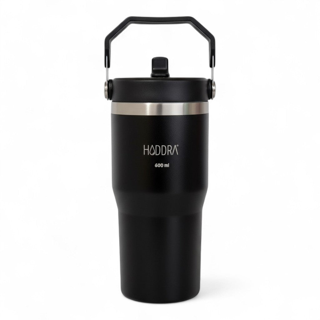 Copo Térmico Hiddra 600ml com Alça e Canudo - PRETO