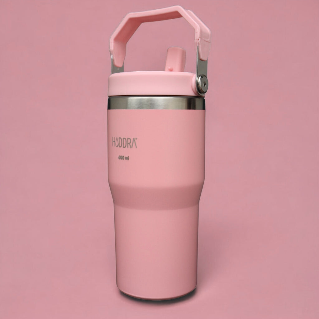 Copo Térmico Hiddra 600ml com Alça e Canudo - Rosa