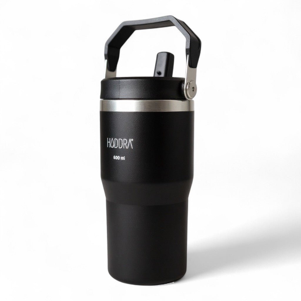 Copo Térmico Hiddra 600ml com Alça e Canudo - PRETO