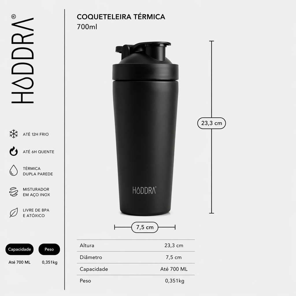 Coqueteleira Térmica com Misturador Hiddra 700ml - Rosa