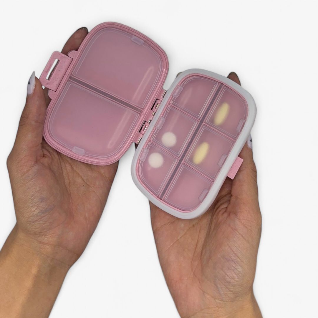 Porta Comprimidos com 8 Compartimentos Organizador | Rosa