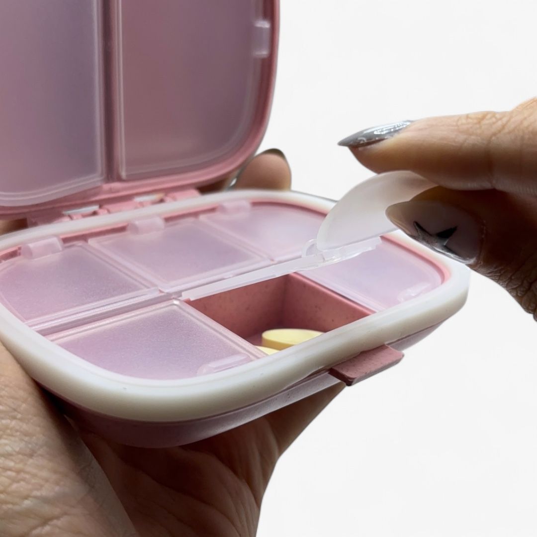 Porta Comprimidos com 8 Compartimentos Organizador | Creme