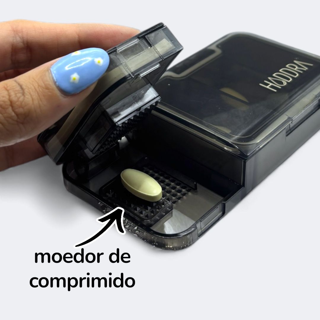 Porta Comprimidos 3 in 1 com Cortador e Macerador | Preto