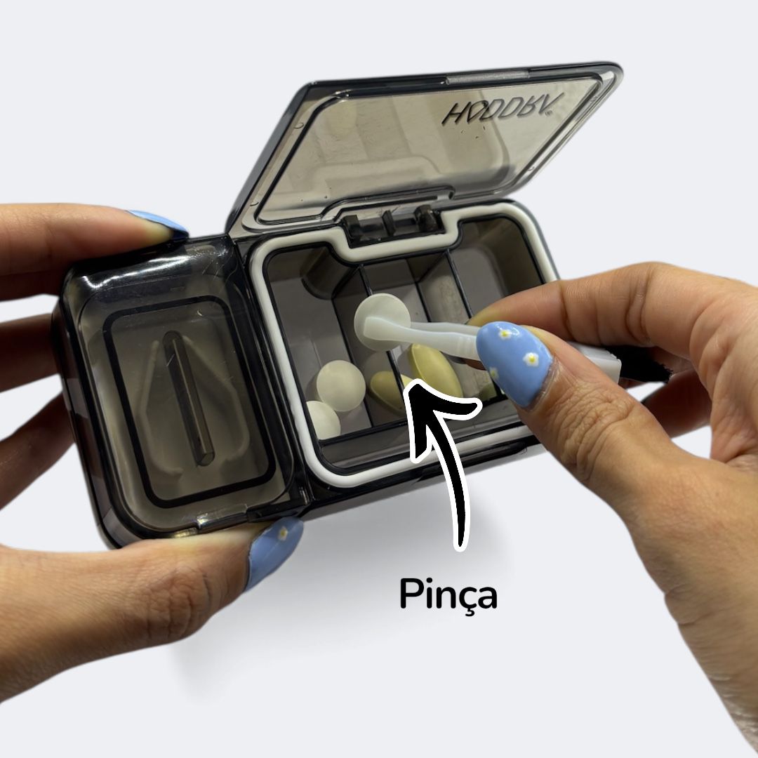 Porta Comprimidos 3 in 1 com Cortador e Macerador | Preto