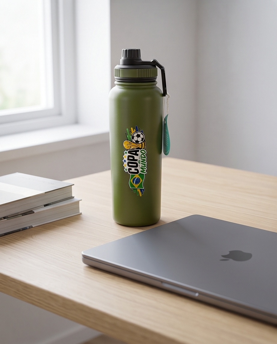 Garrafa Térmica Hiddra EDIÇÃO COPA DO MUNDO - 1200ml | Verde Militar