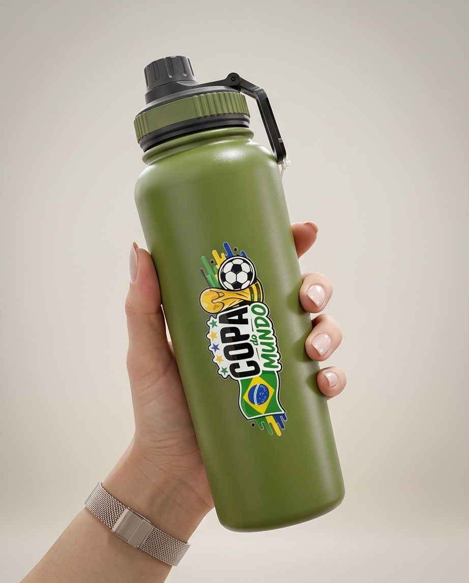 Garrafa Térmica Hiddra EDIÇÃO COPA DO MUNDO - 1200ml | Verde Militar