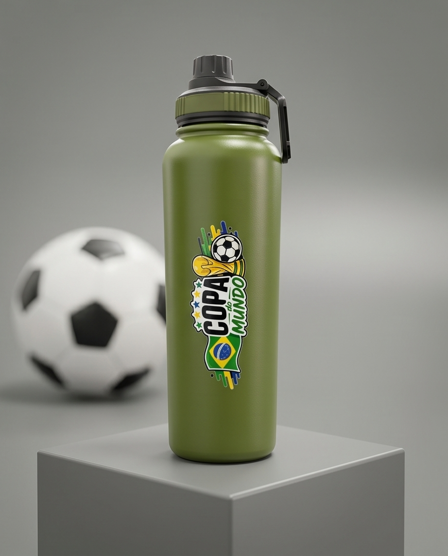 Garrafa Térmica Hiddra EDIÇÃO COPA DO MUNDO - 1200ml | Verde Militar