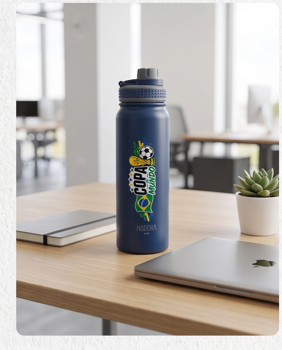 Garrafa Térmica Hiddra 850ml EDIÇÃO COPA DO MUNDO - Azul Escuro