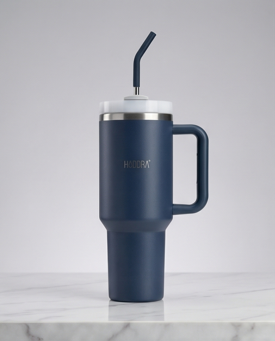Copo Térmico com Canudo INOX Hiddra 1200ml - Azul Escuro