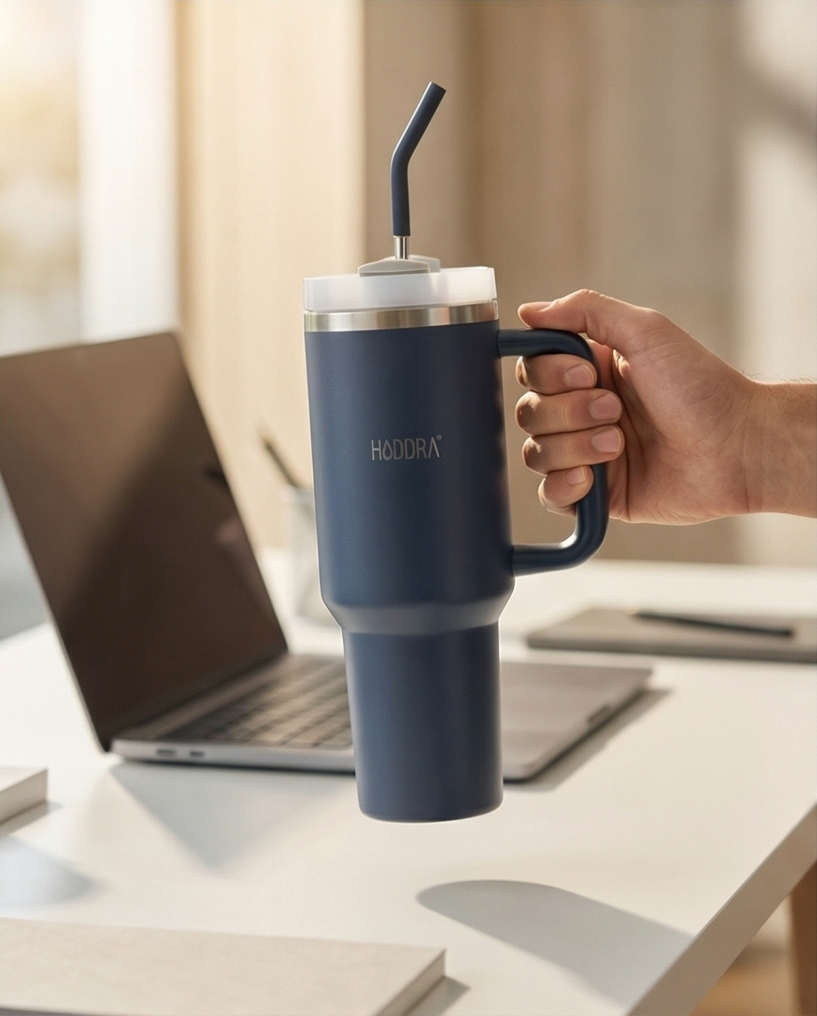 Copo Térmico com Canudo INOX Hiddra 1200ml - Azul Escuro