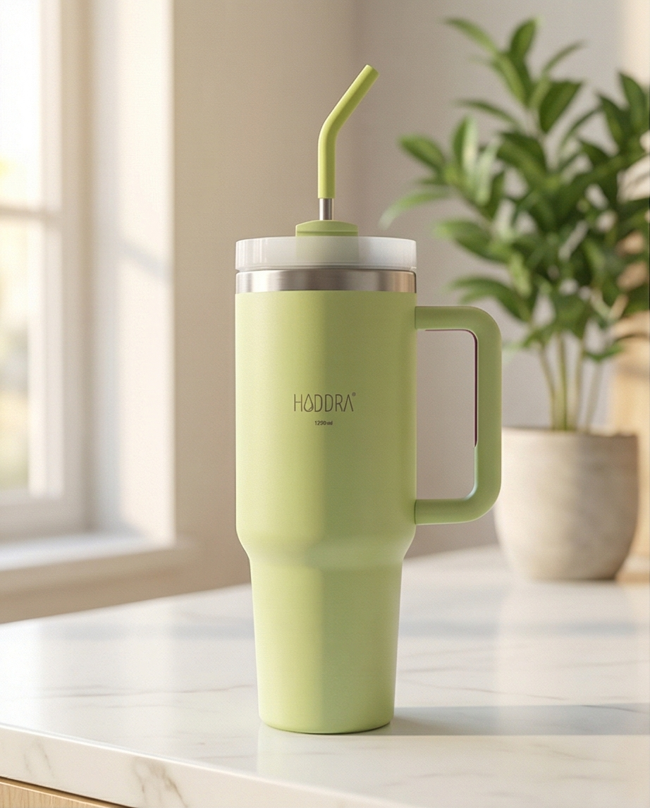 Copo Térmico com Canudo INOX Hiddra 1200ml - Verde Claro