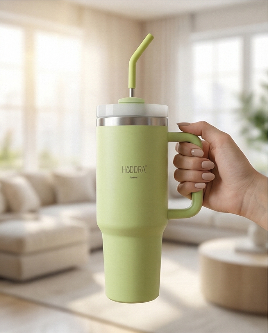 Copo Térmico com Canudo INOX Hiddra 1200ml - Verde Claro