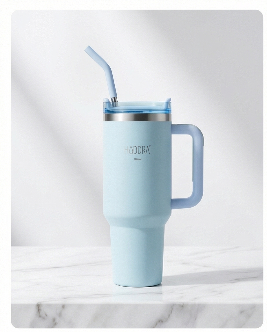 Copo Térmico com Canudo INOX Hiddra 1200ml - H580 Azul Claro