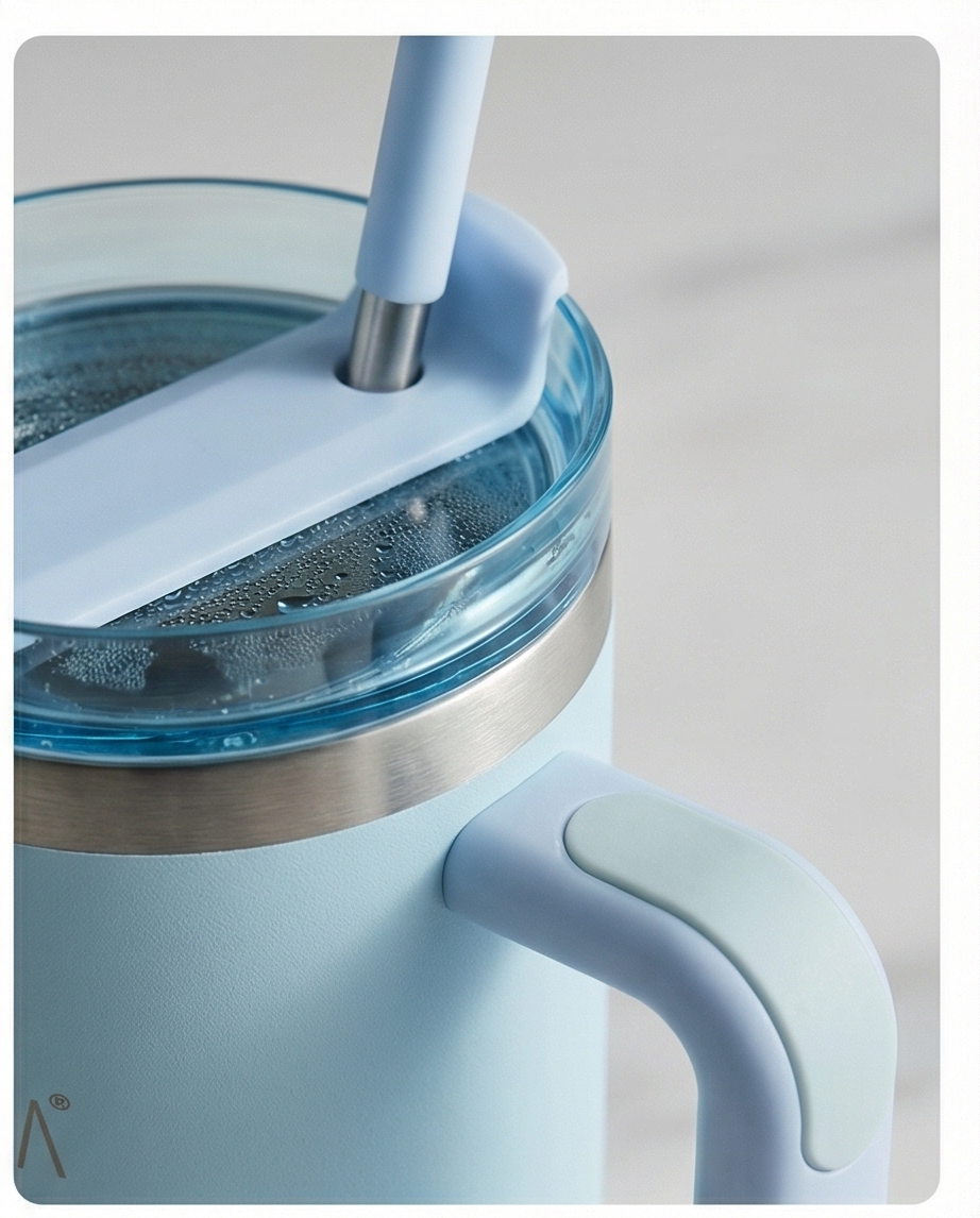 Copo Térmico com Canudo INOX Hiddra 1200ml - H580 Azul Claro