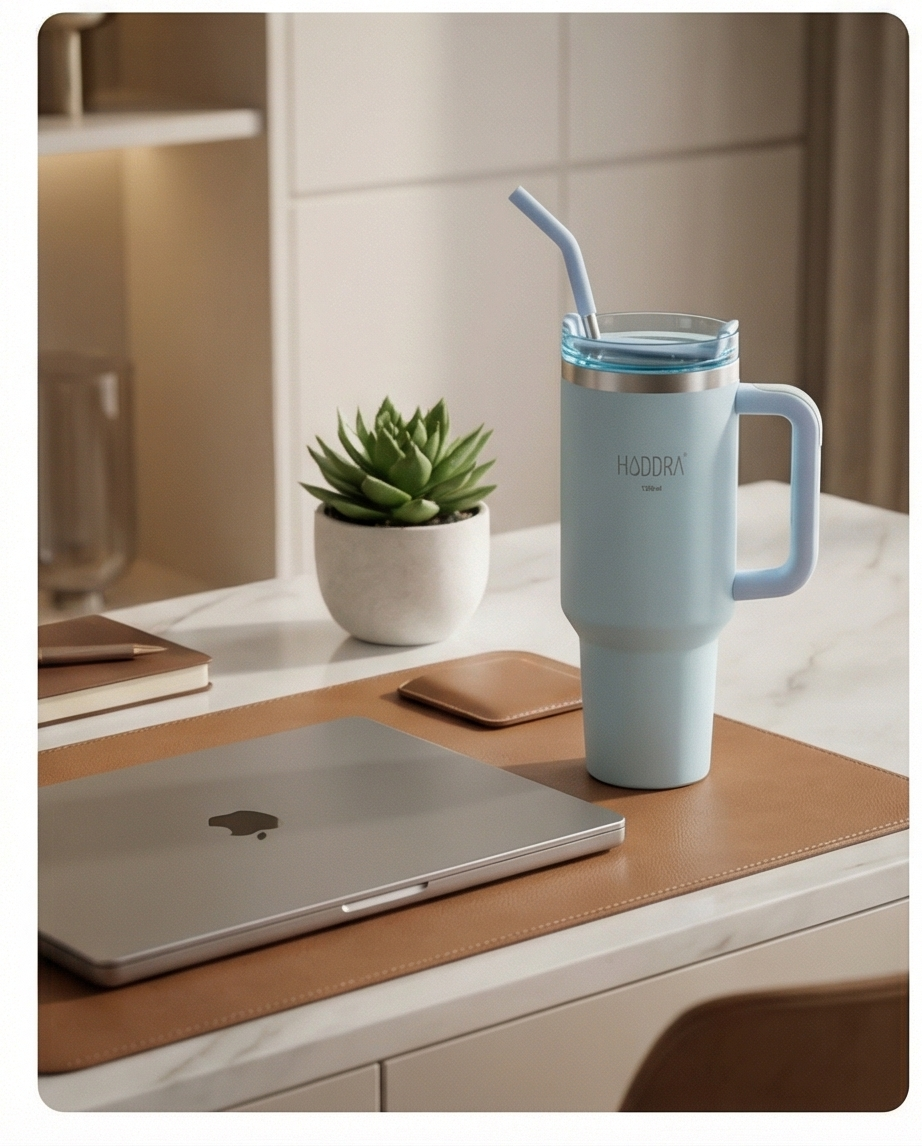 Copo Térmico com Canudo INOX Hiddra 1200ml - H580 Azul Claro