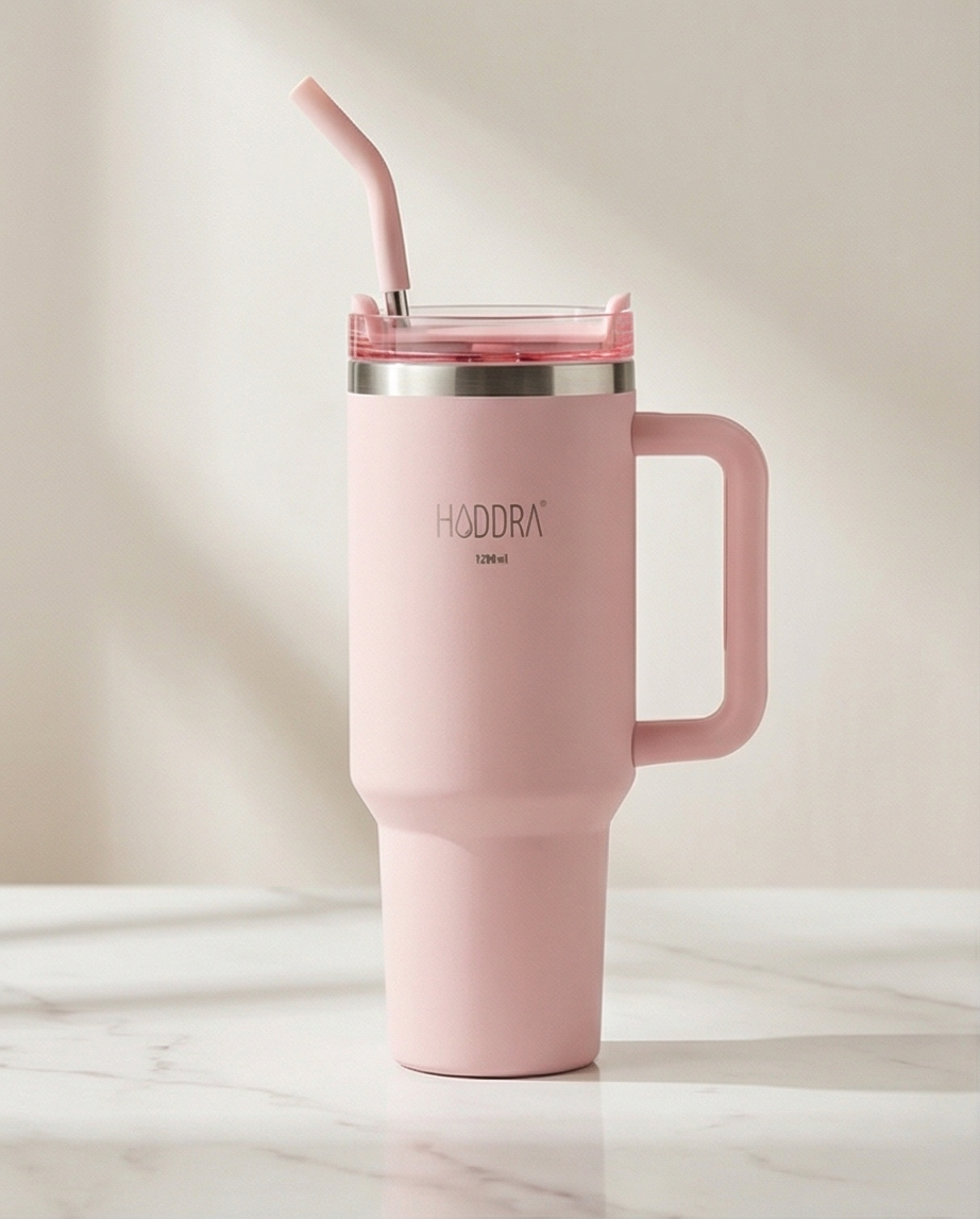 Copo Térmico com Canudo INOX Hiddra 1200ml - H580 Rosa Claro