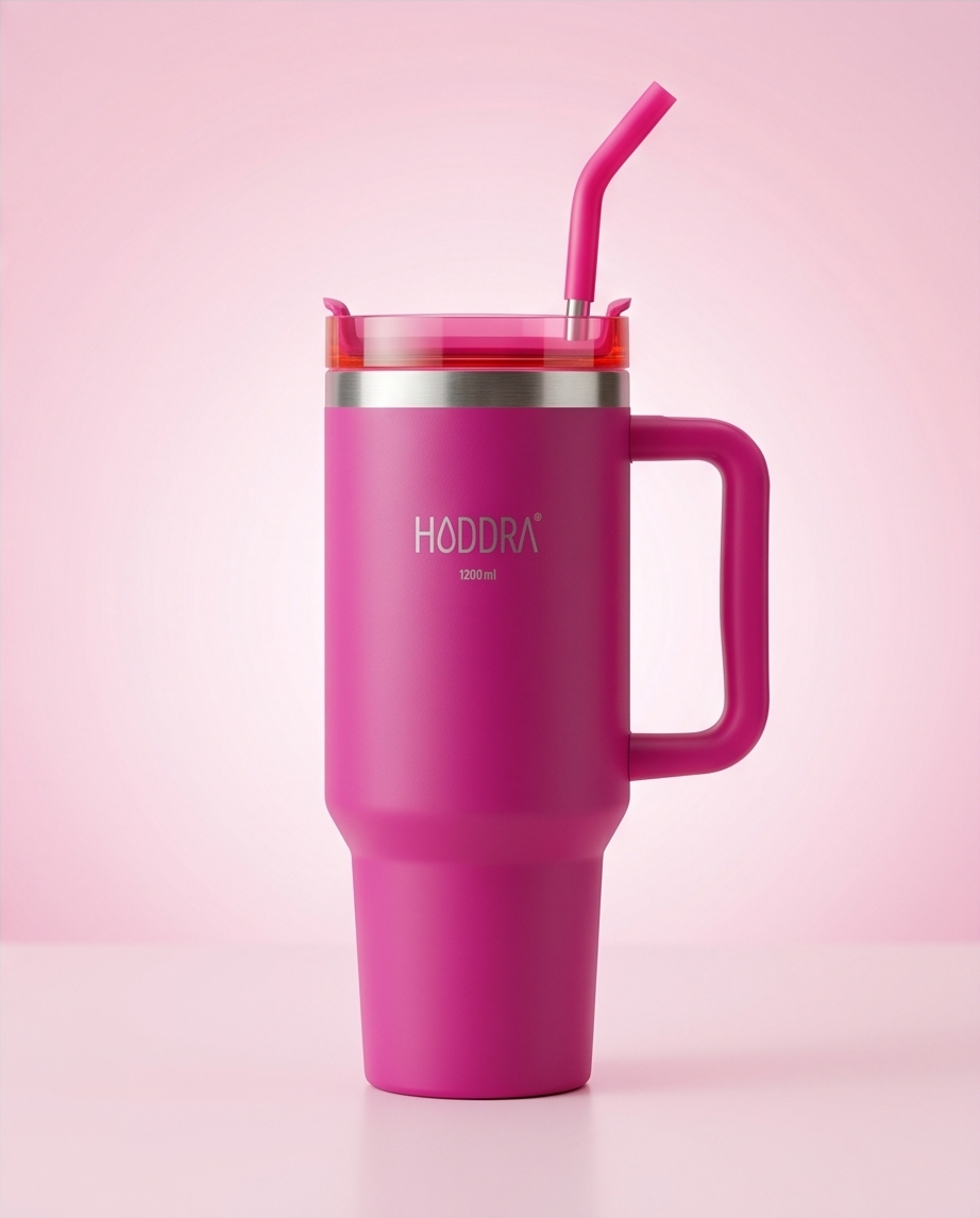 Copo Térmico com Canudo INOX Hiddra 1200ml - H580 Pink