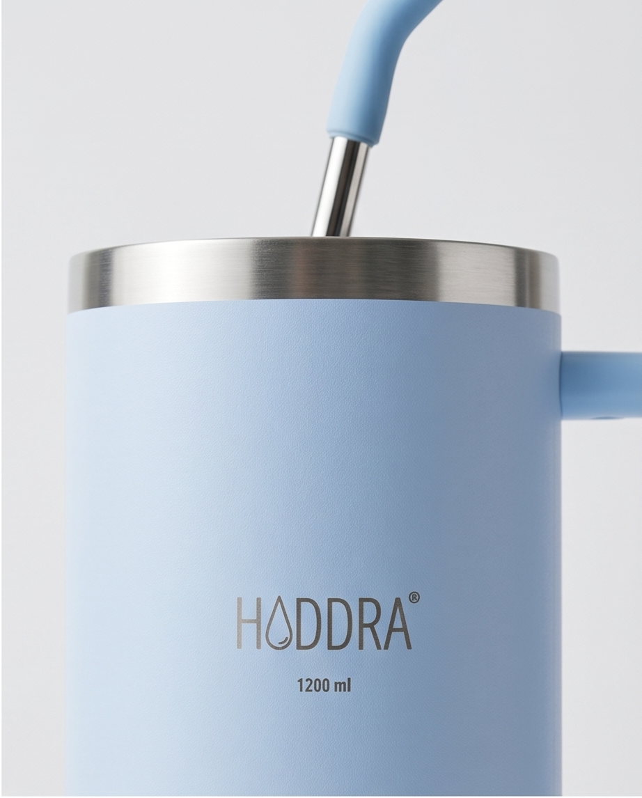 Copo Térmico com Canudo INOX Hiddra 1200ml - Azul Claro