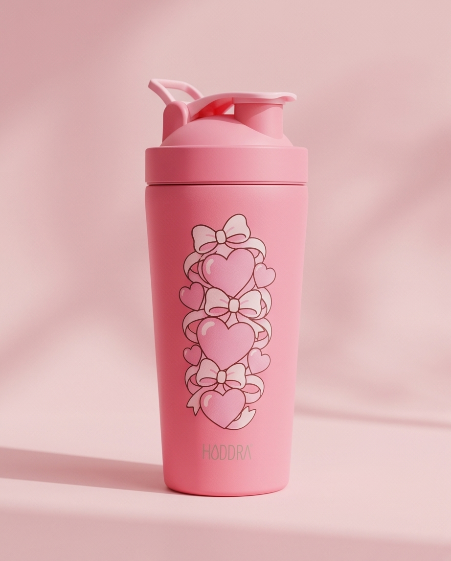Coqueteleira Térmica com Misturador Hiddra 700ml - Rosa Coração