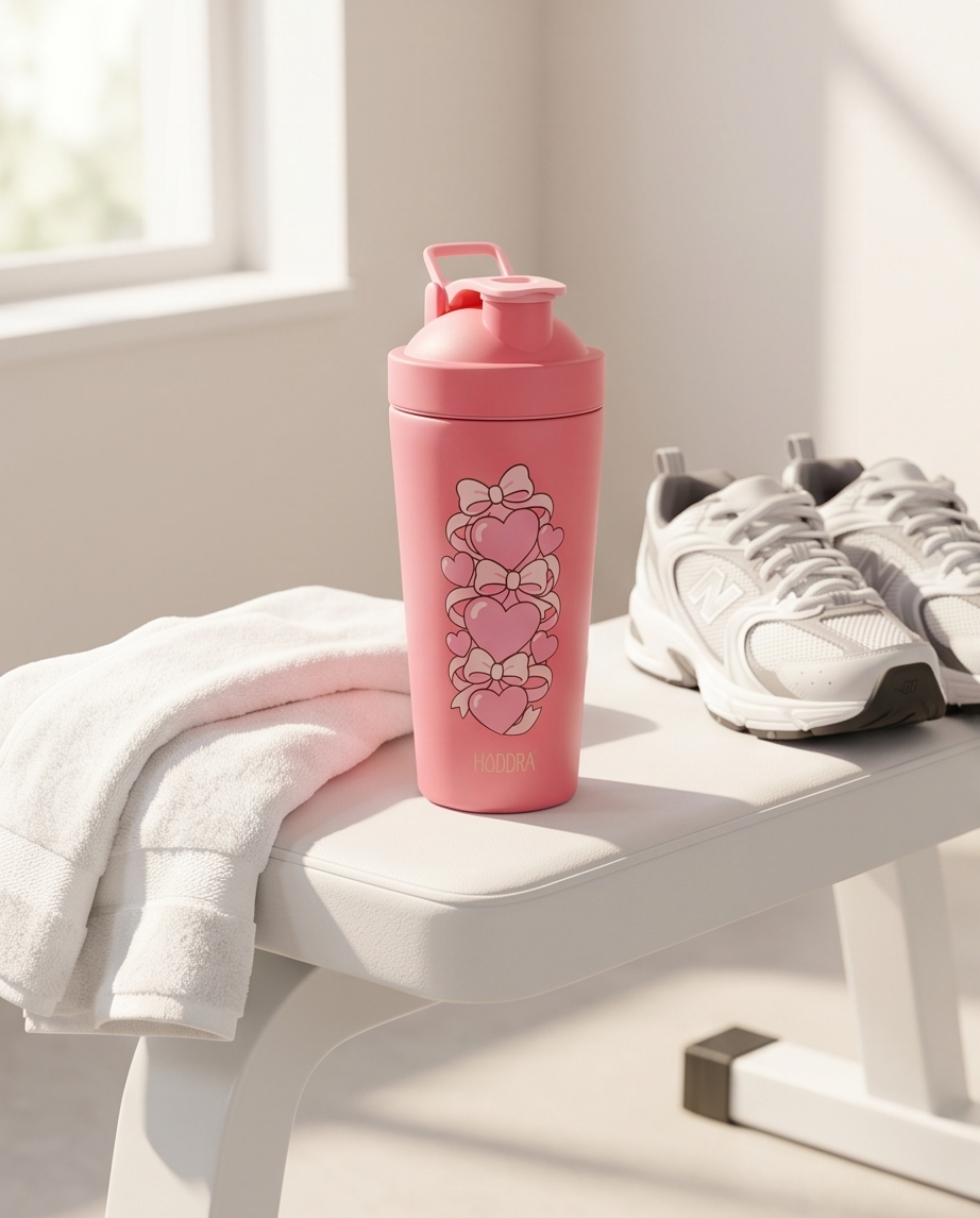 Coqueteleira Térmica com Misturador Hiddra 700ml - Rosa Coração