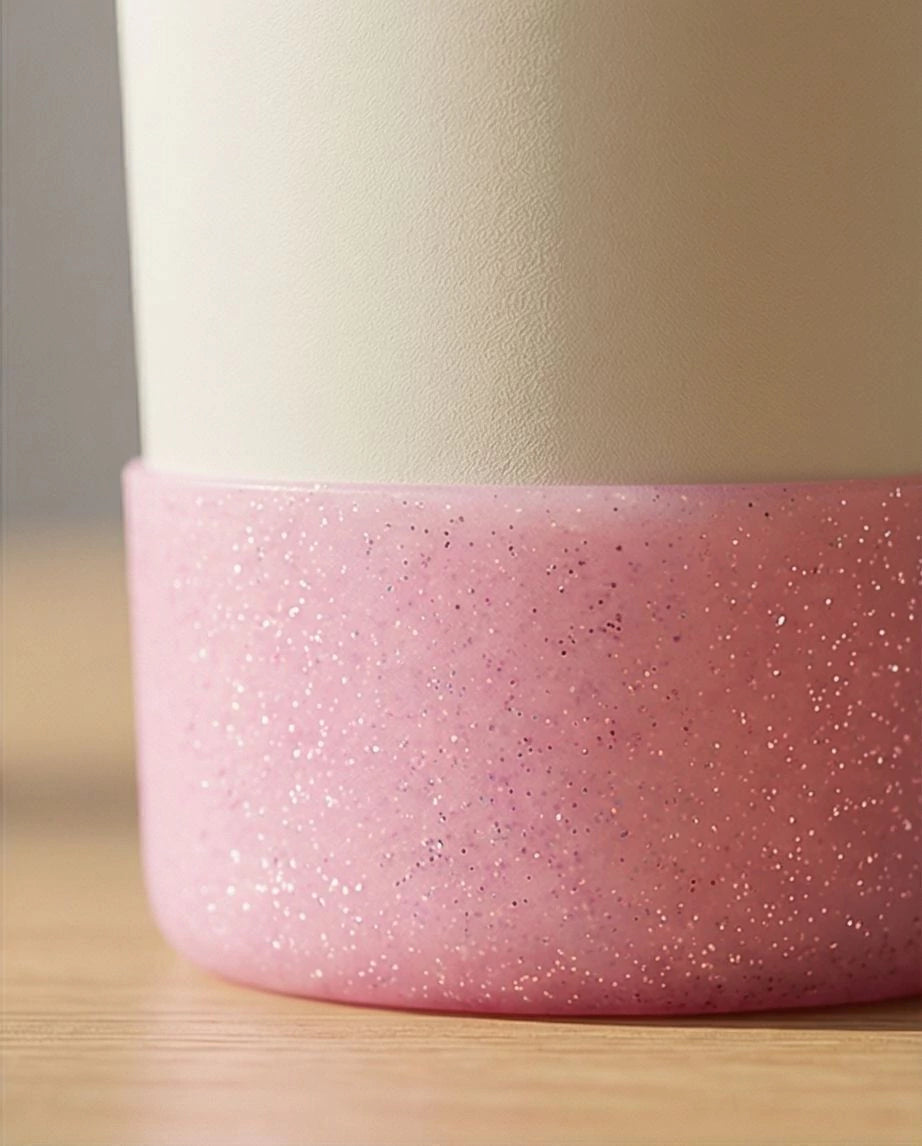 Protetor de Garrafa ou Copo Brilhante de Silicone Tamanho 7,5cm | Rosa