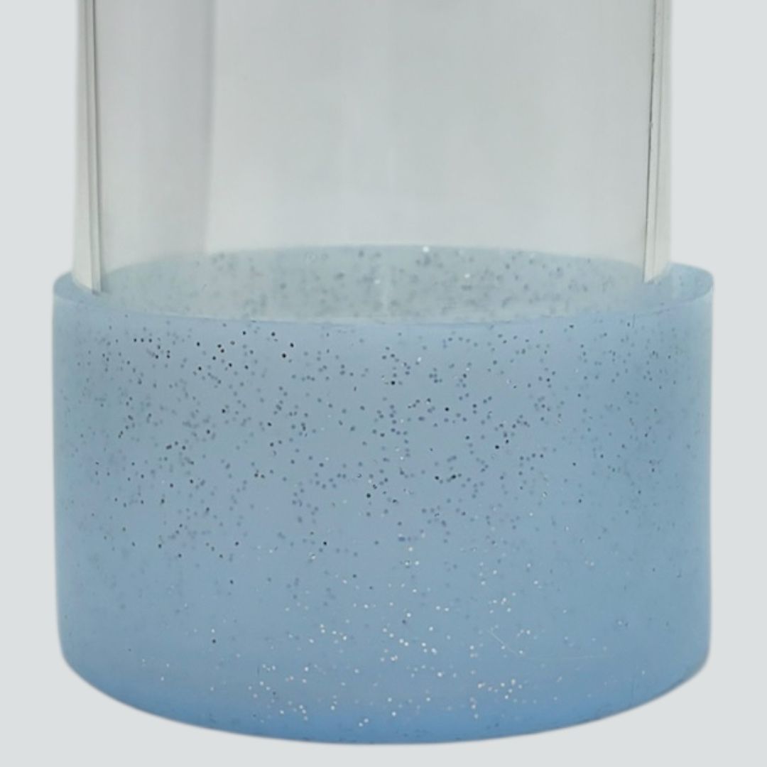 Protetor de Garrafa ou Copo Brilhante de Silicone Tamanho 7,5cm | Azul Claro
