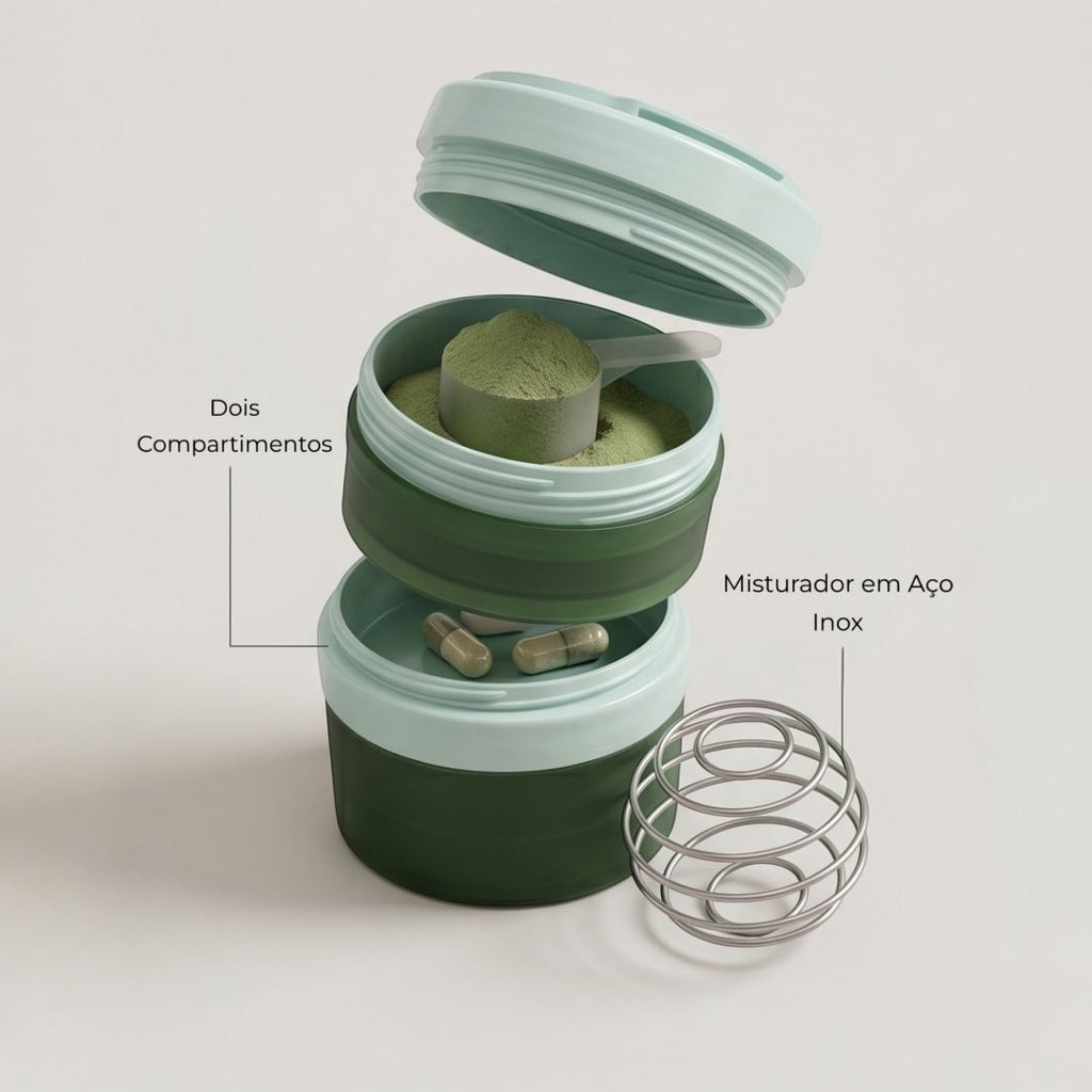 Coqueteleira com 2 Compartimentos 500ml Hiddra – VERDE