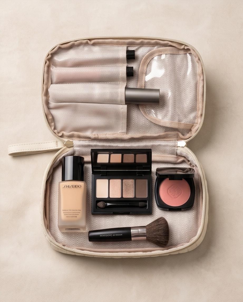 Necessaire Aveludada Matelassê 2 Bolsos com Zíper | Creme