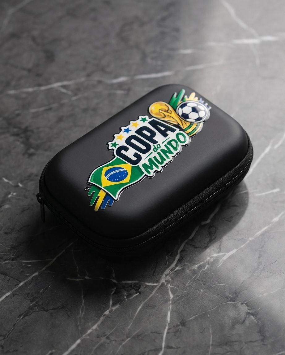 Case Retangular Estojo Organizador EDIÇÃO COPA DO MUNDO | Tamanho M - Preto