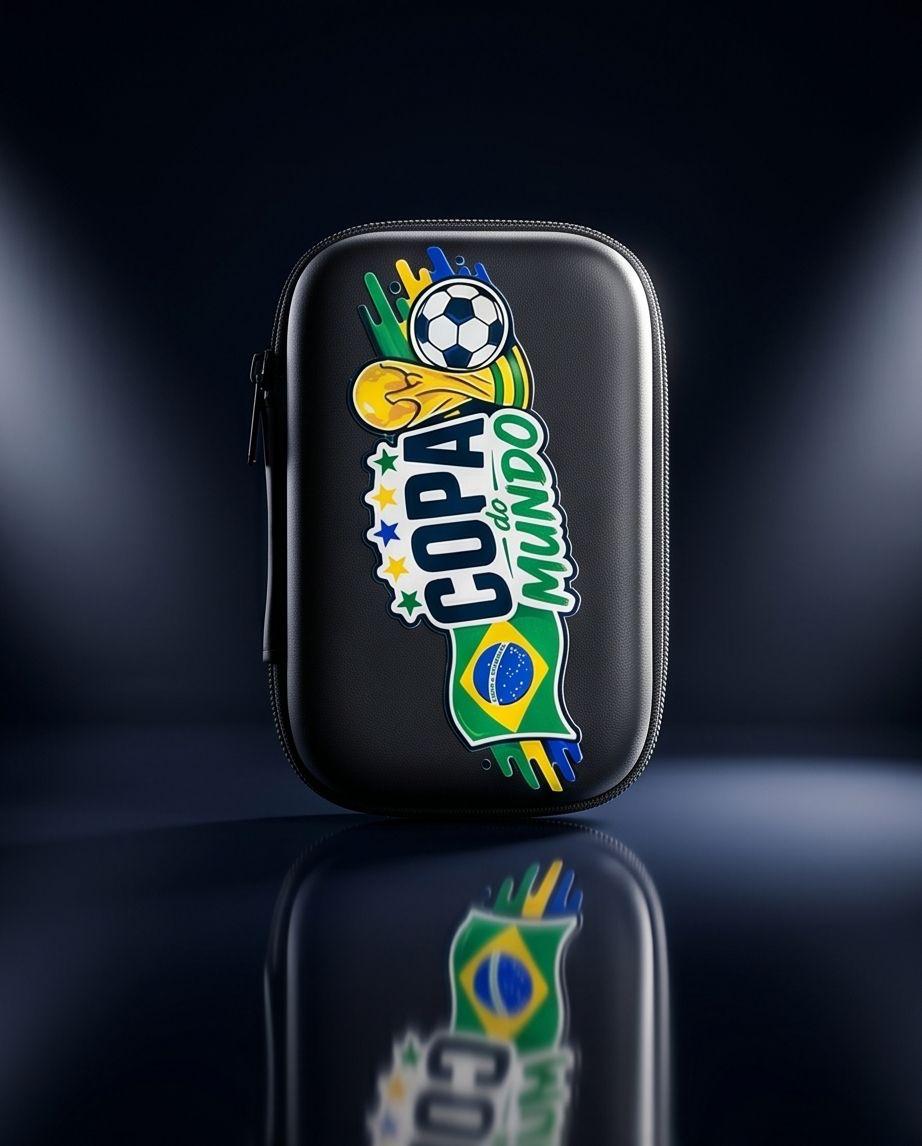 Case Retangular Estojo Organizador EDIÇÃO COPA DO MUNDO | Tamanho M - Preto