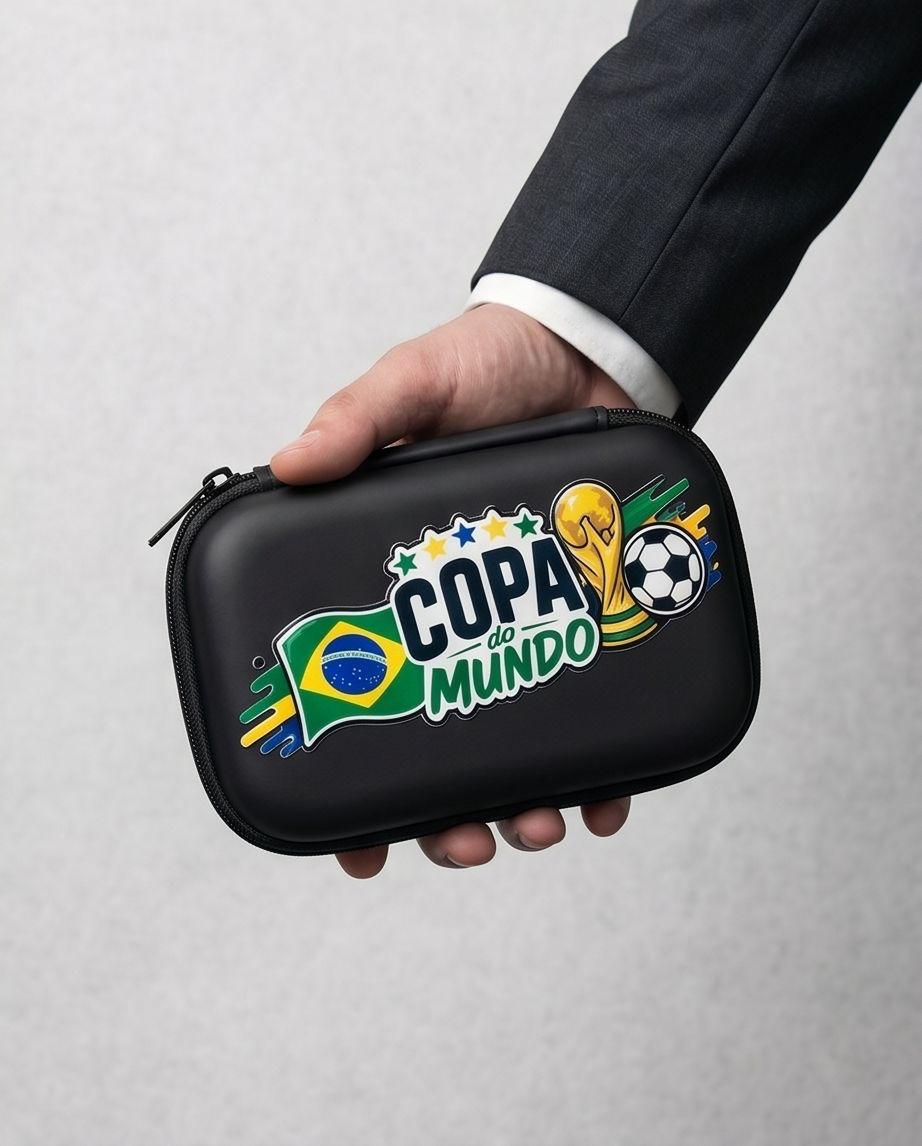 Case Retangular Estojo Organizador EDIÇÃO COPA DO MUNDO | Tamanho M - Preto