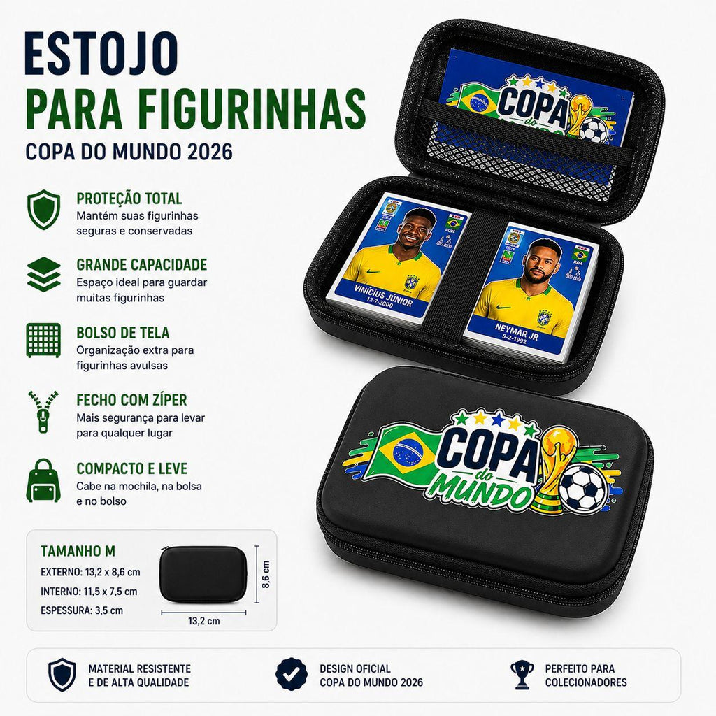 Case Retangular Estojo Organizador EDIÇÃO COPA DO MUNDO | Tamanho M - Preto